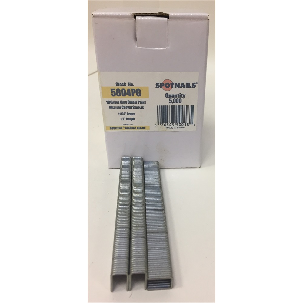 Spotnails 5804PG 1/2" Length X 5/16" Crown Width, 18 GA 92 Series