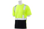 ERB 9604S Short Sleeve Solid Jersey Knit moisture wicking T-Shirt, Hi Viz Lime w/ black bottom, ANSI Class 2