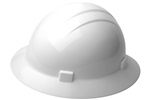 ERB 19221 Americana Full Brim Hard Hat w/ Mega Ratchet 4-Point nylon suspension, White, Case of 12