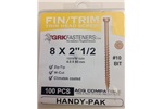 8 X 2-1/2" FINISHING TRIM HEAD GRK SCREWS, 17730, (20 IN STOCK)