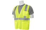 ERB S362P Hook & Loop Economy Mesh Safety Vest with Waist and Chest Pockets, Hi Viz Lime, ANSI Class 2
