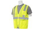 ERB S363P Zipper Economy Mesh Safety vest w/ waist pockets, Hi Viz Lime, ANSI Class 2
