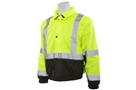 W106 Bomber Jacket with Storm Flap and Hood, Hi Viz Lime w/ black bottom, ANSI Class 3