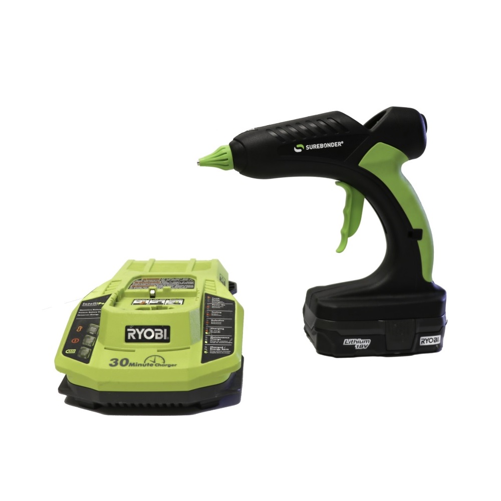 Surebonder PRO2-60 Watt 18 Volt Cordless Professional Heavy Duty Full Size  Hot Glue Gun, Ryobi Battery NOT Included